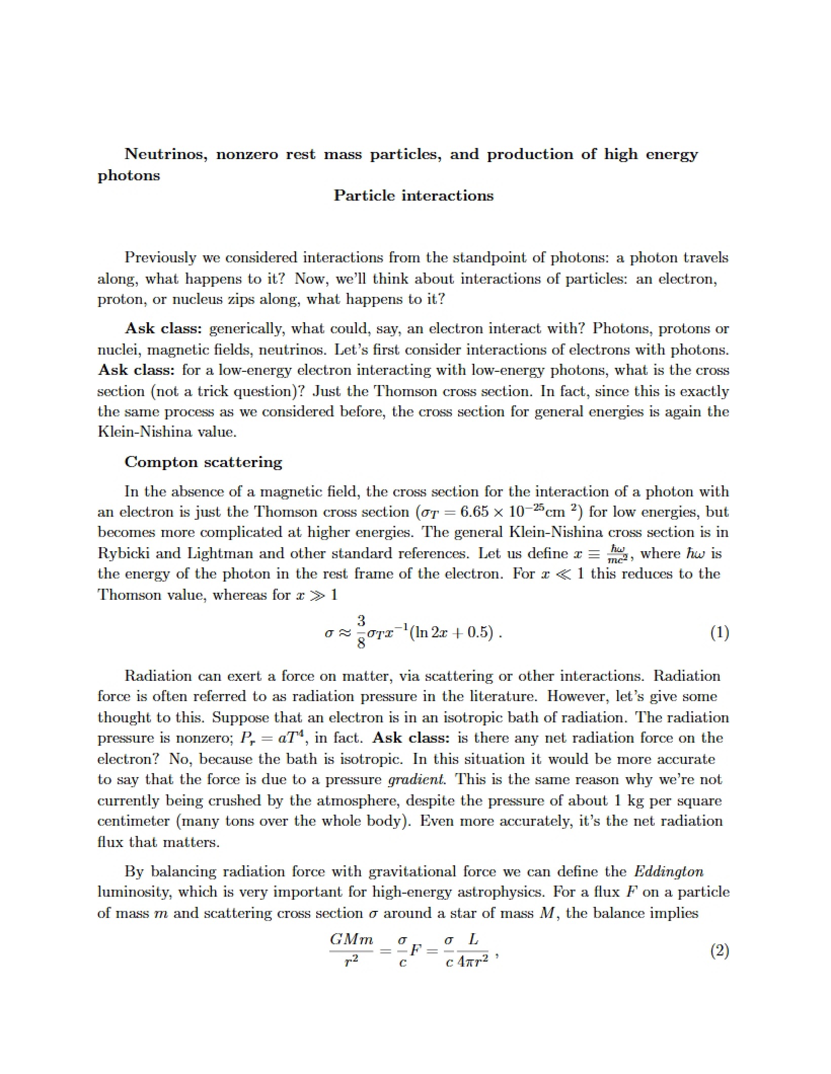 Interactions of Particles
