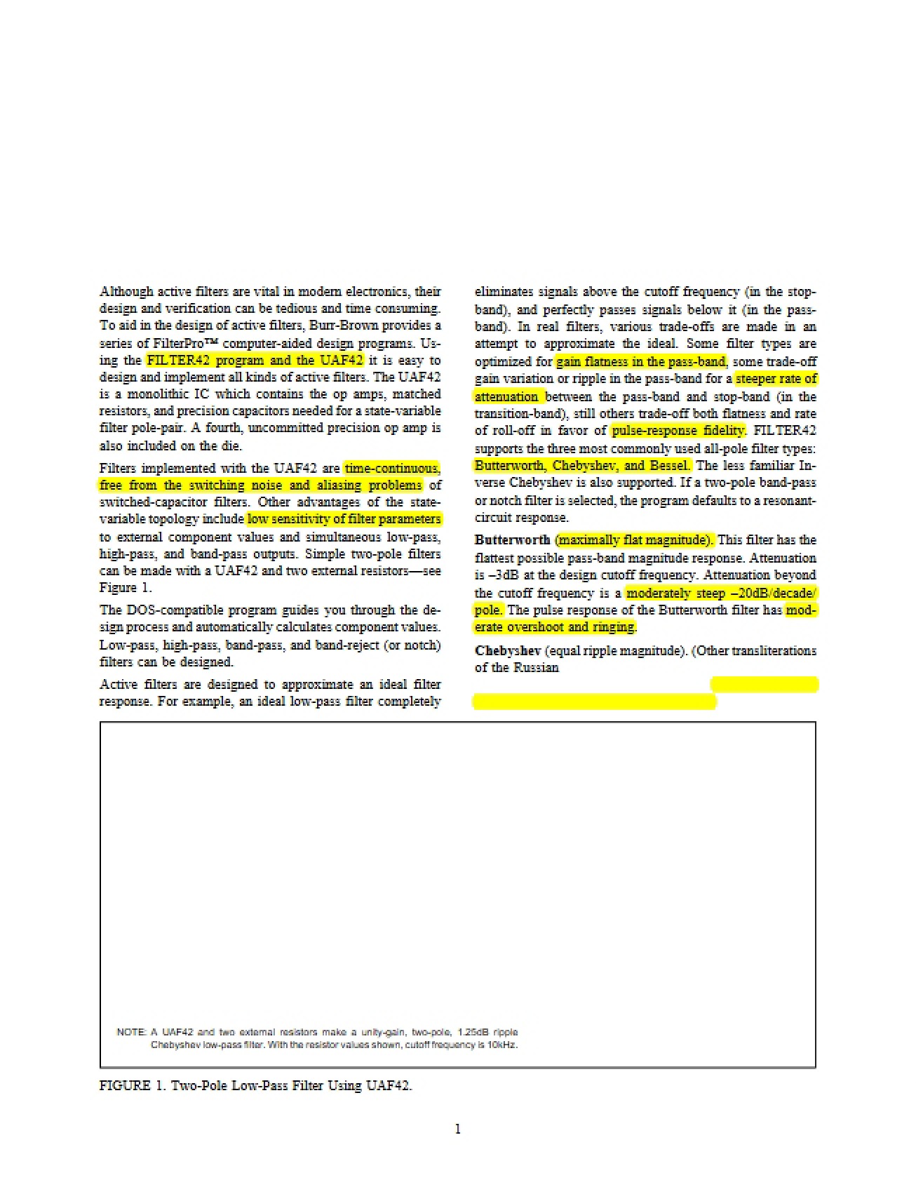 Universal Active Filter (UAF42) Filter Design Program