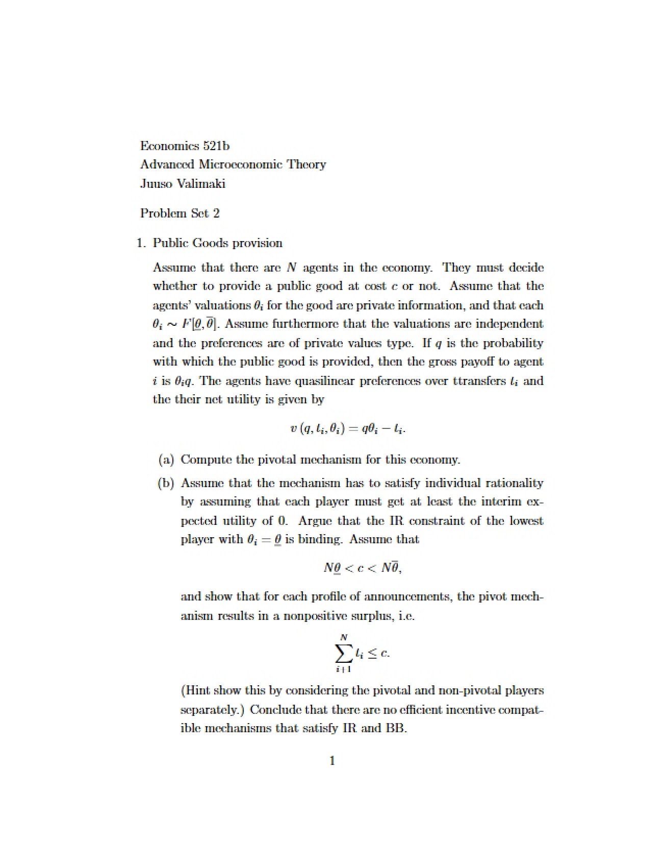 Second Problem Set