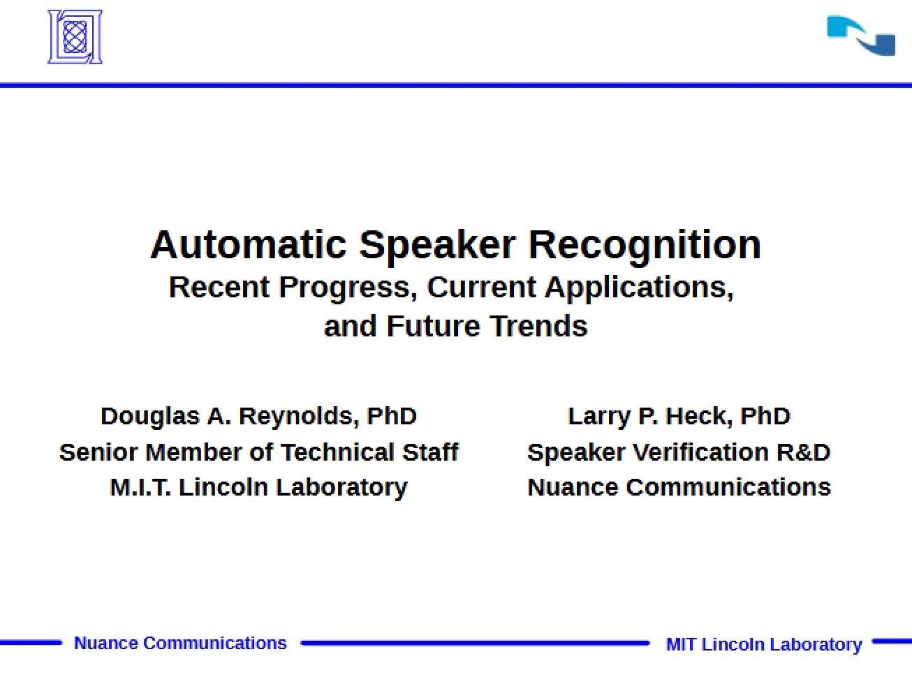 Speaker Recognition (Automatic)