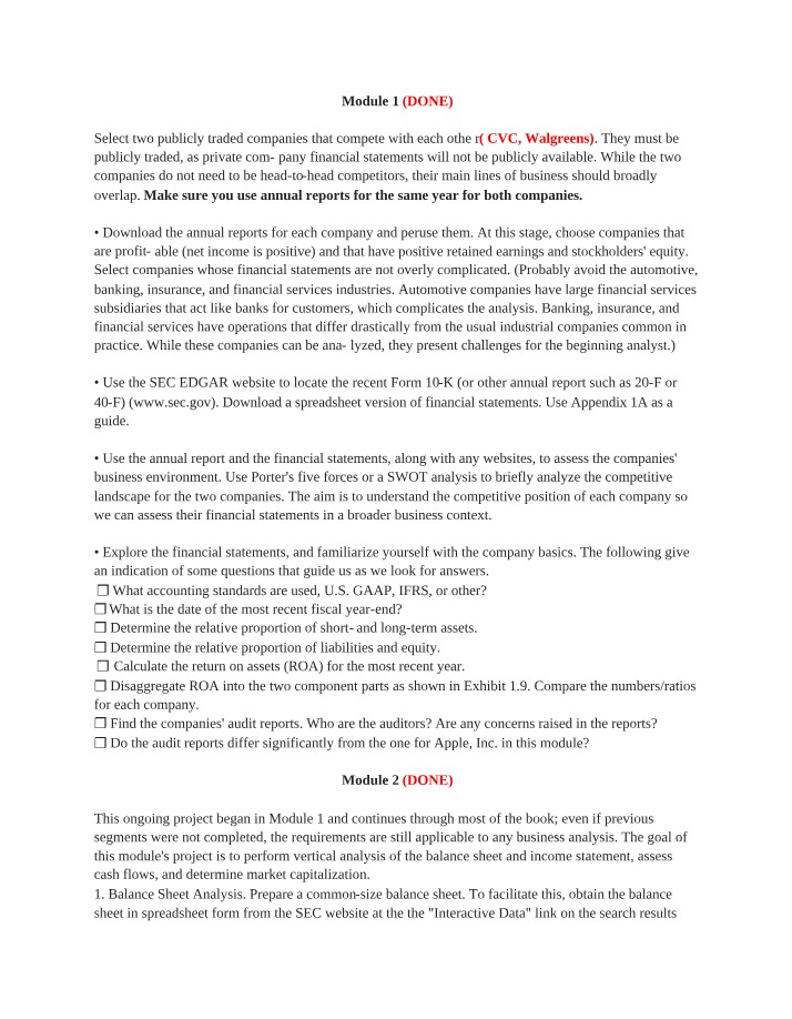 Financial Statements Assessment
