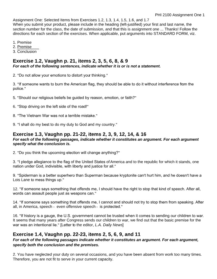 PHI2010 - Assignment One
