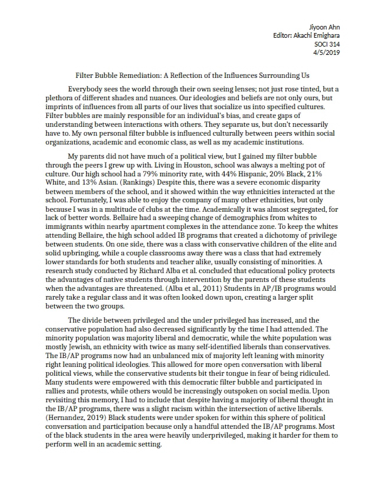Reflection on the Influences Surrounding Us Filter Bubble Remediation