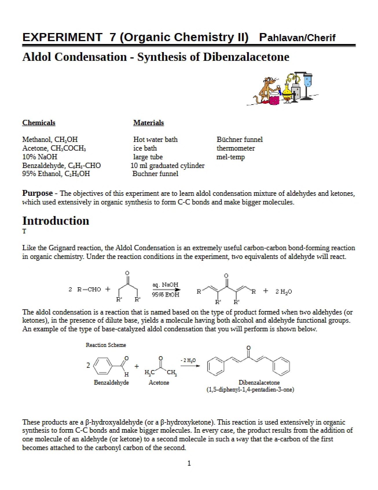 Advanced Organic Chemistry Laboratory Exercise 7