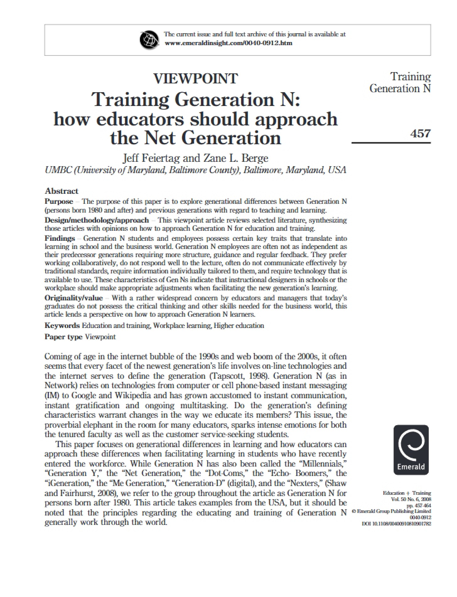 Generation N Training