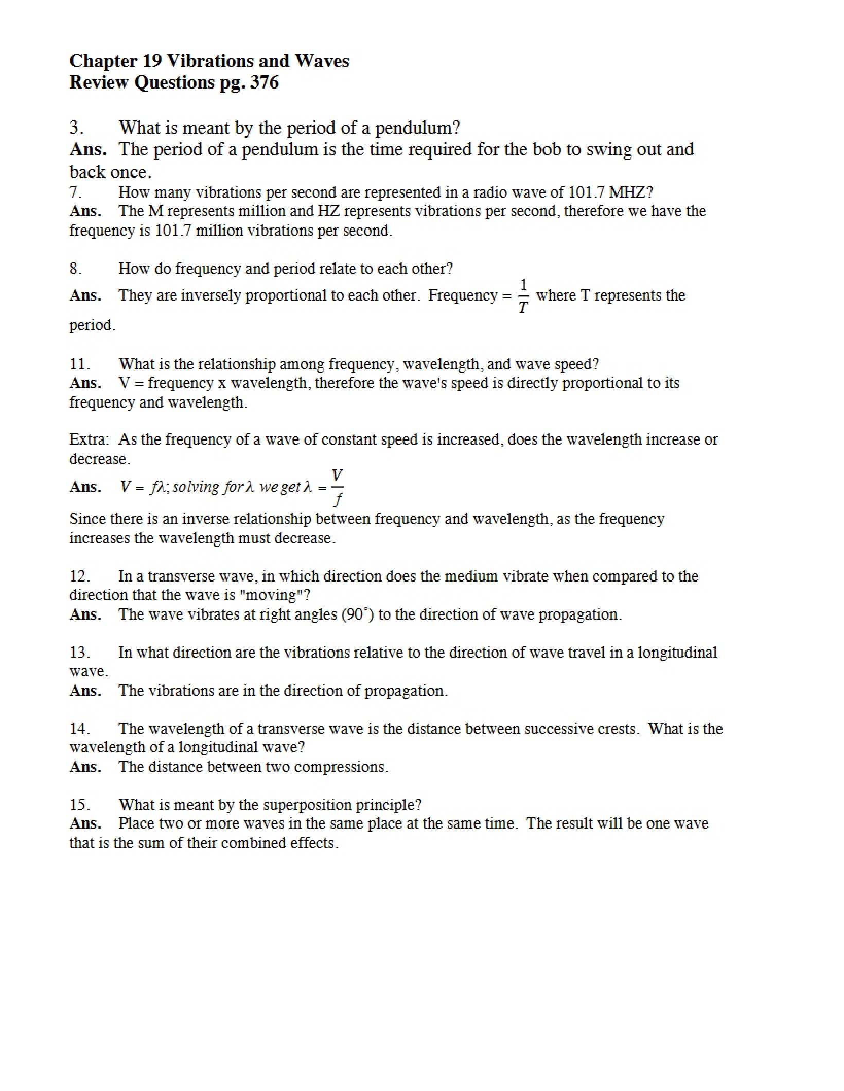 Waves and Vibrations (Chapter 19)
