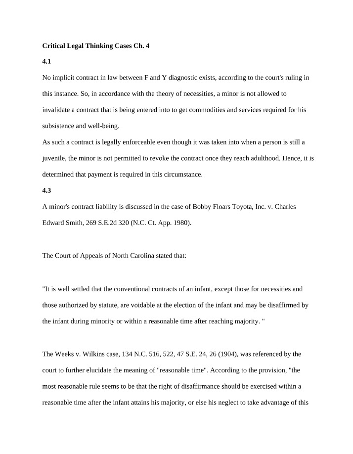 Critical Legal Thinking Cases - Chapters 4-7