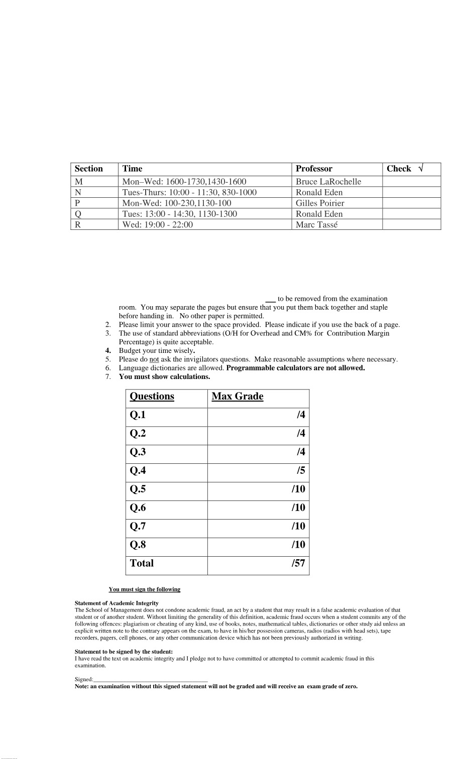Winter 2011 Midterm Solution - ADM2341
