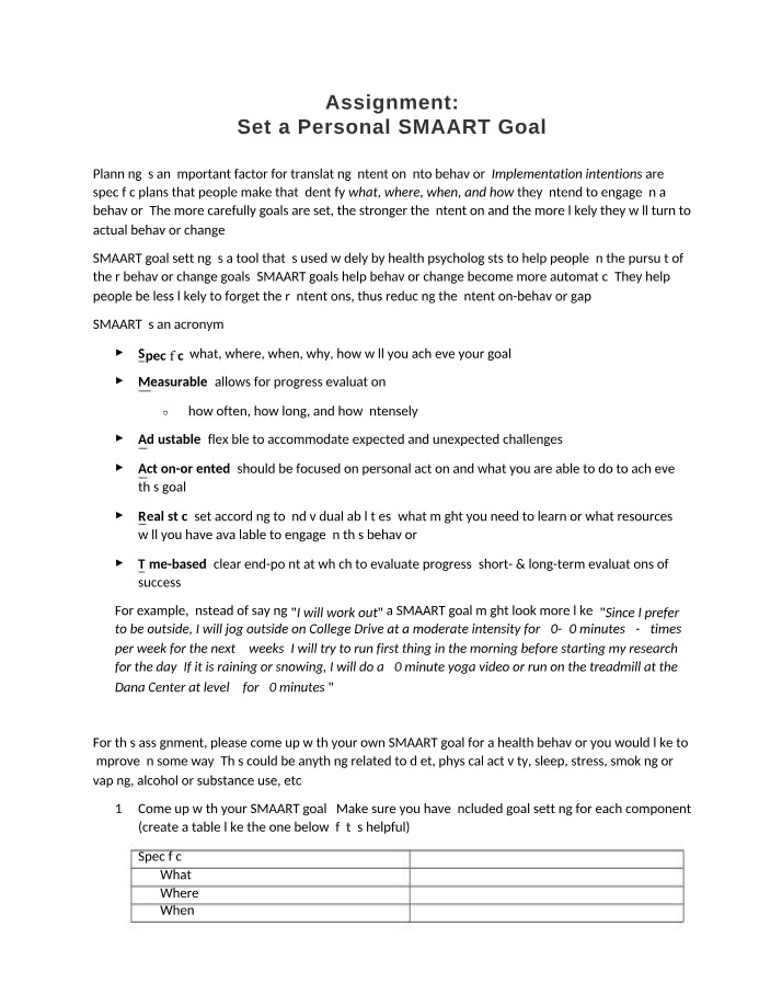 Setting SMAART Goals