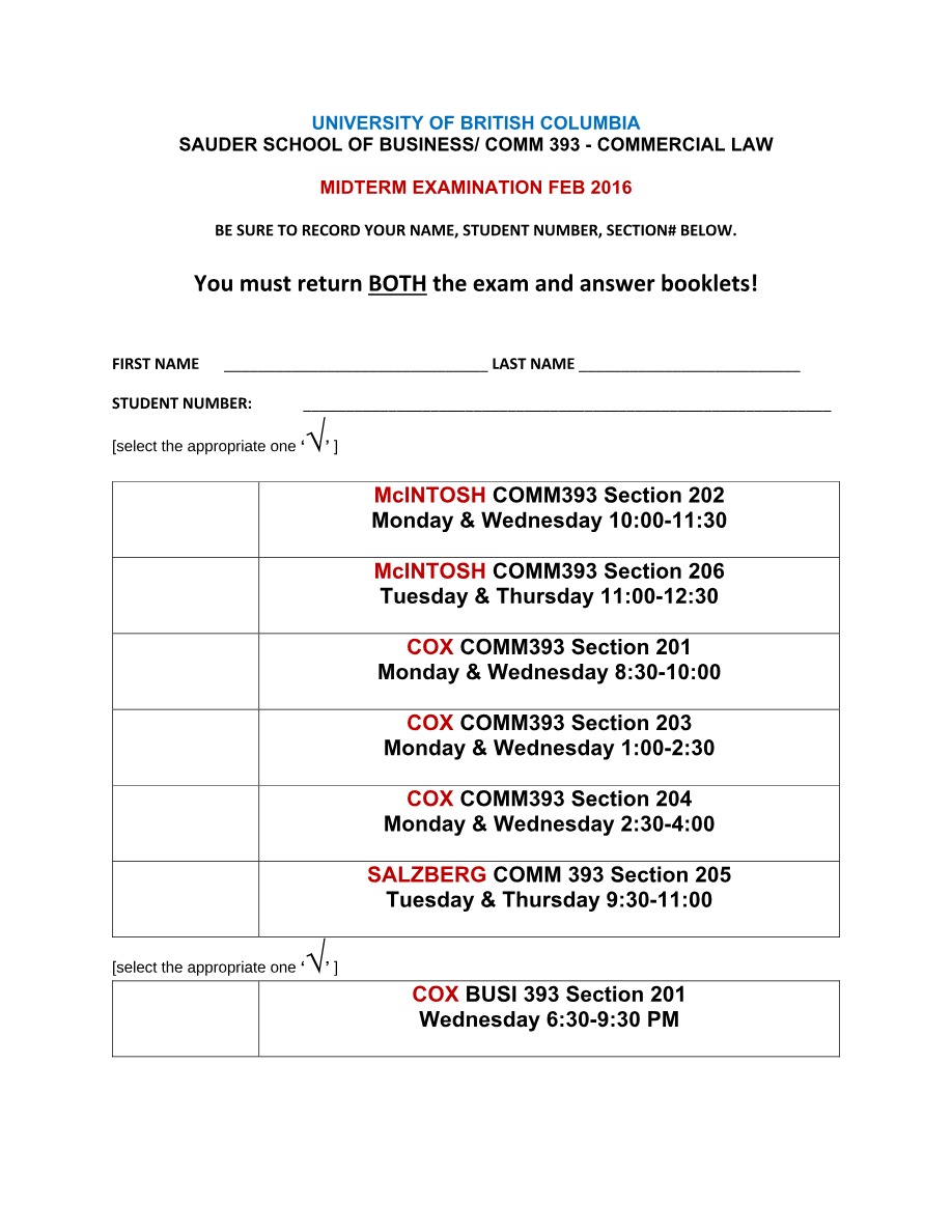 COMM 393 Midterm (February 2016)