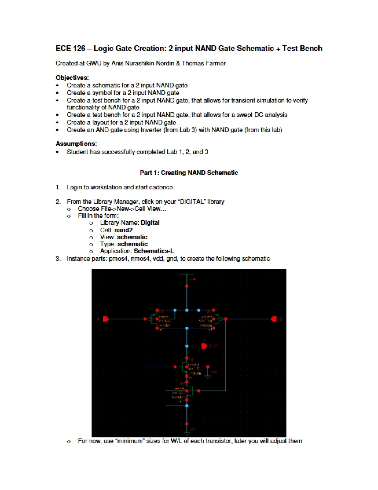 Logic Gate Creation 2 Input NAND Gate Schematic + Test Bench