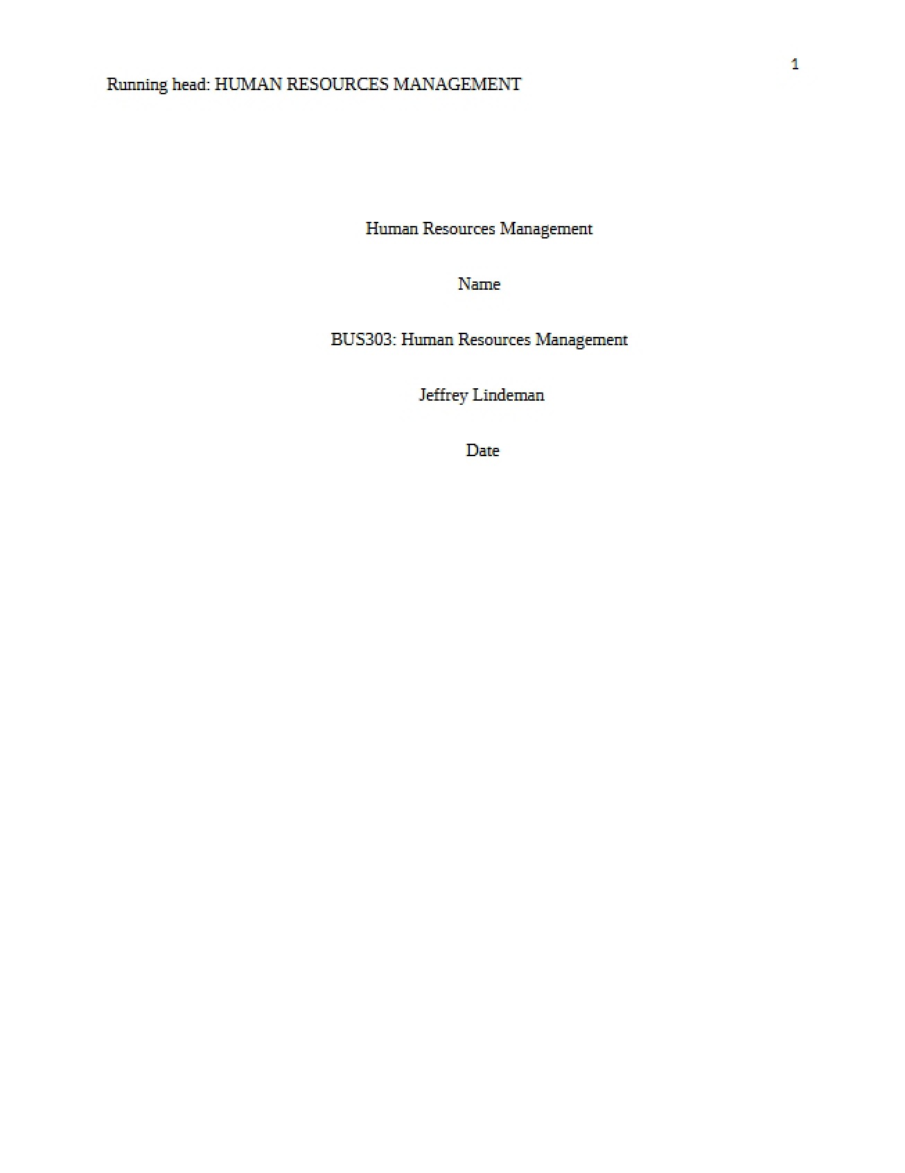 Management of Human Resources