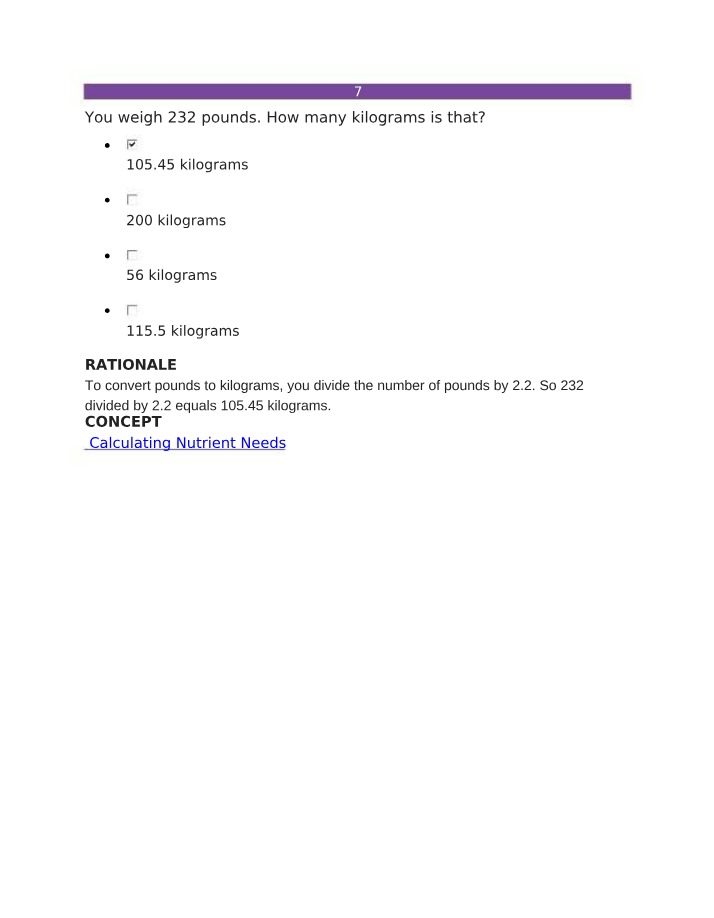Weight Conversion - Pounds to Kilograms