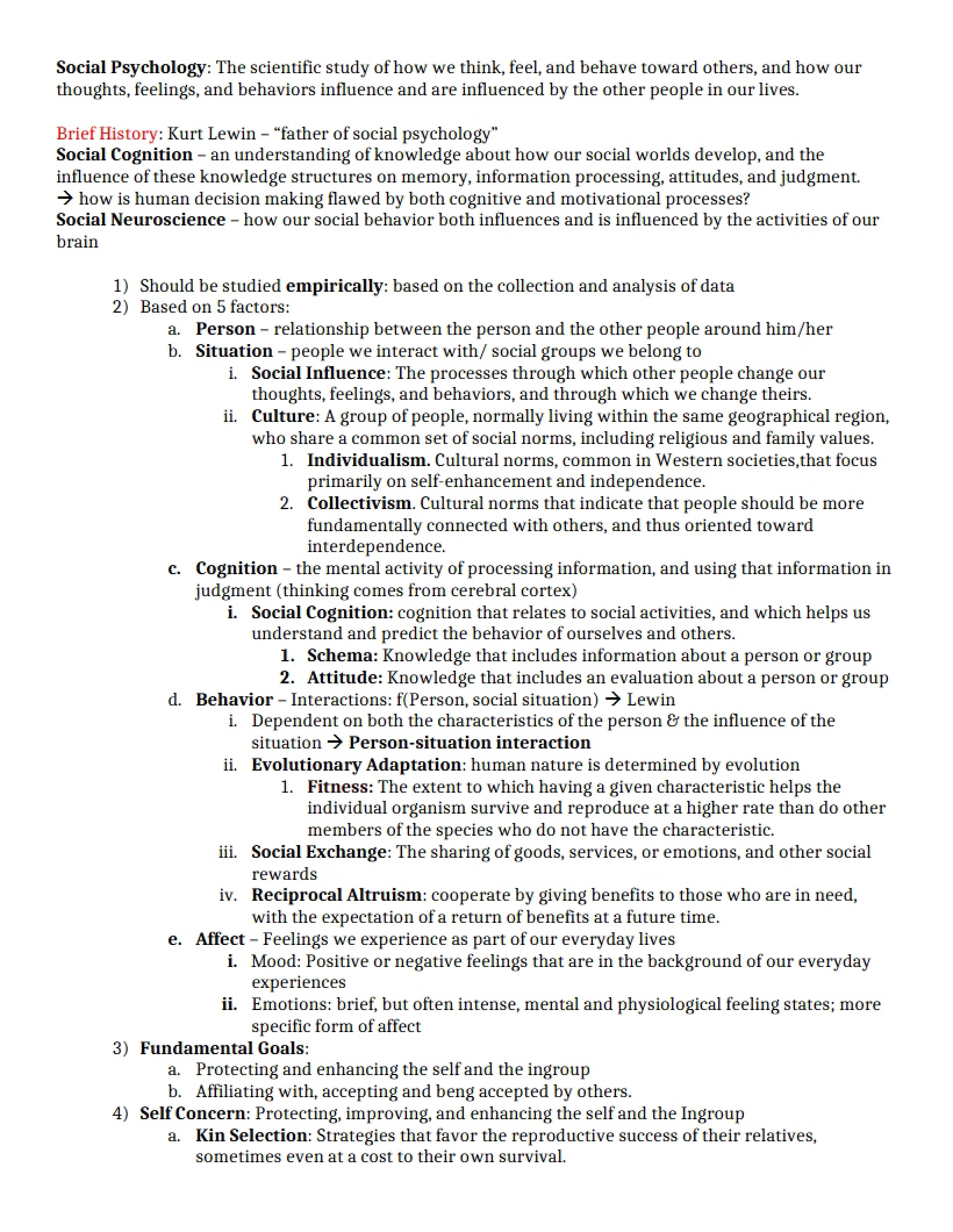 Social Psychology Notes