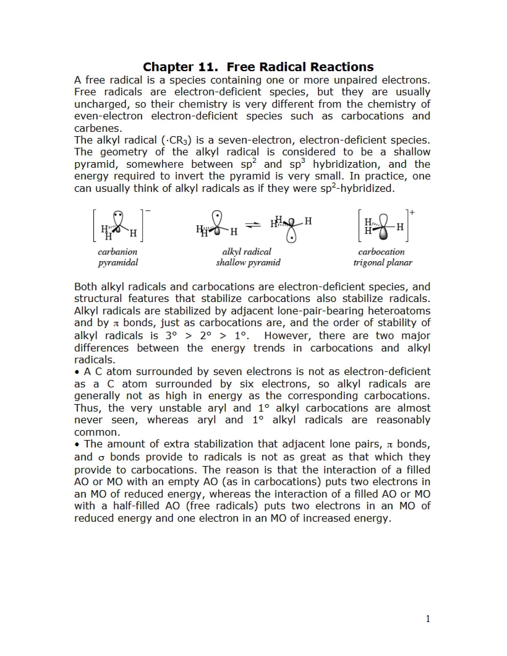 Free Radical Reactions (Chapter 11)