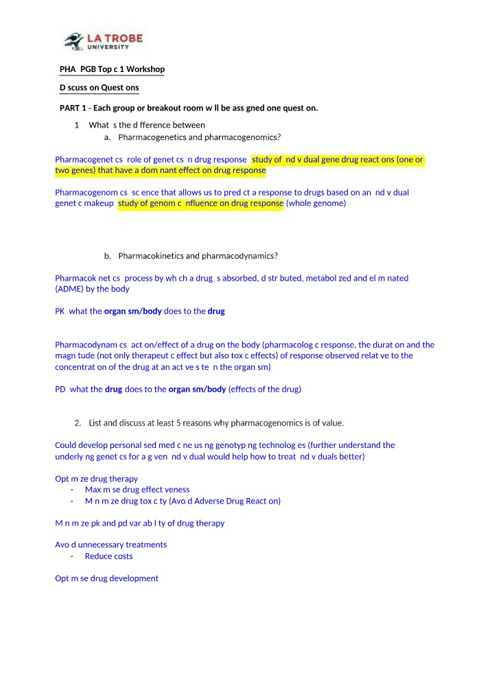 PHA2PGB Workshop - Topic 1 Discussion Questions