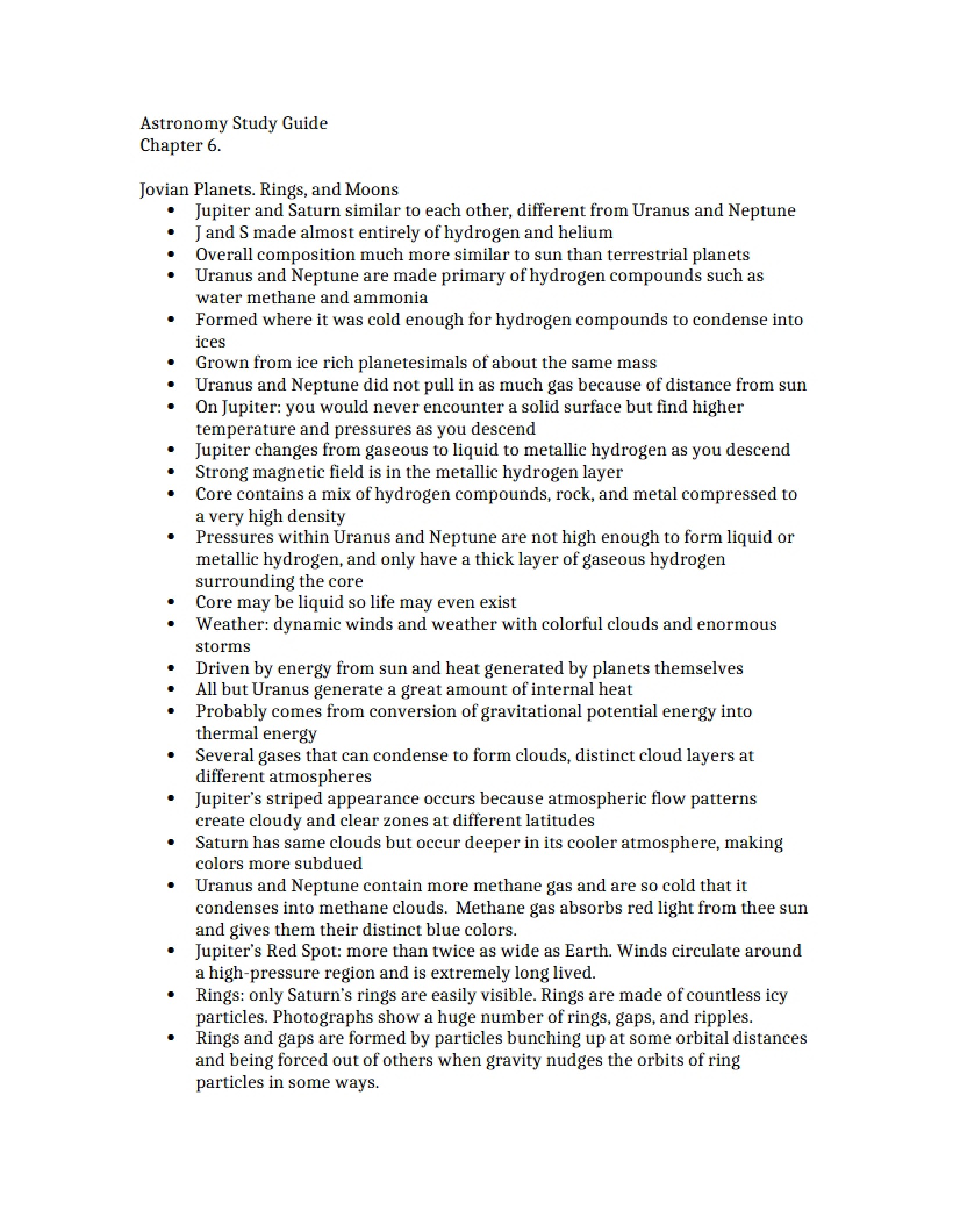 Study Guide for General Astronomy