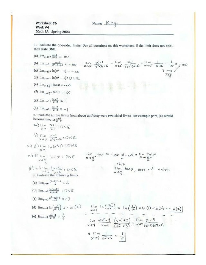 Worksheet 6 Answer Key