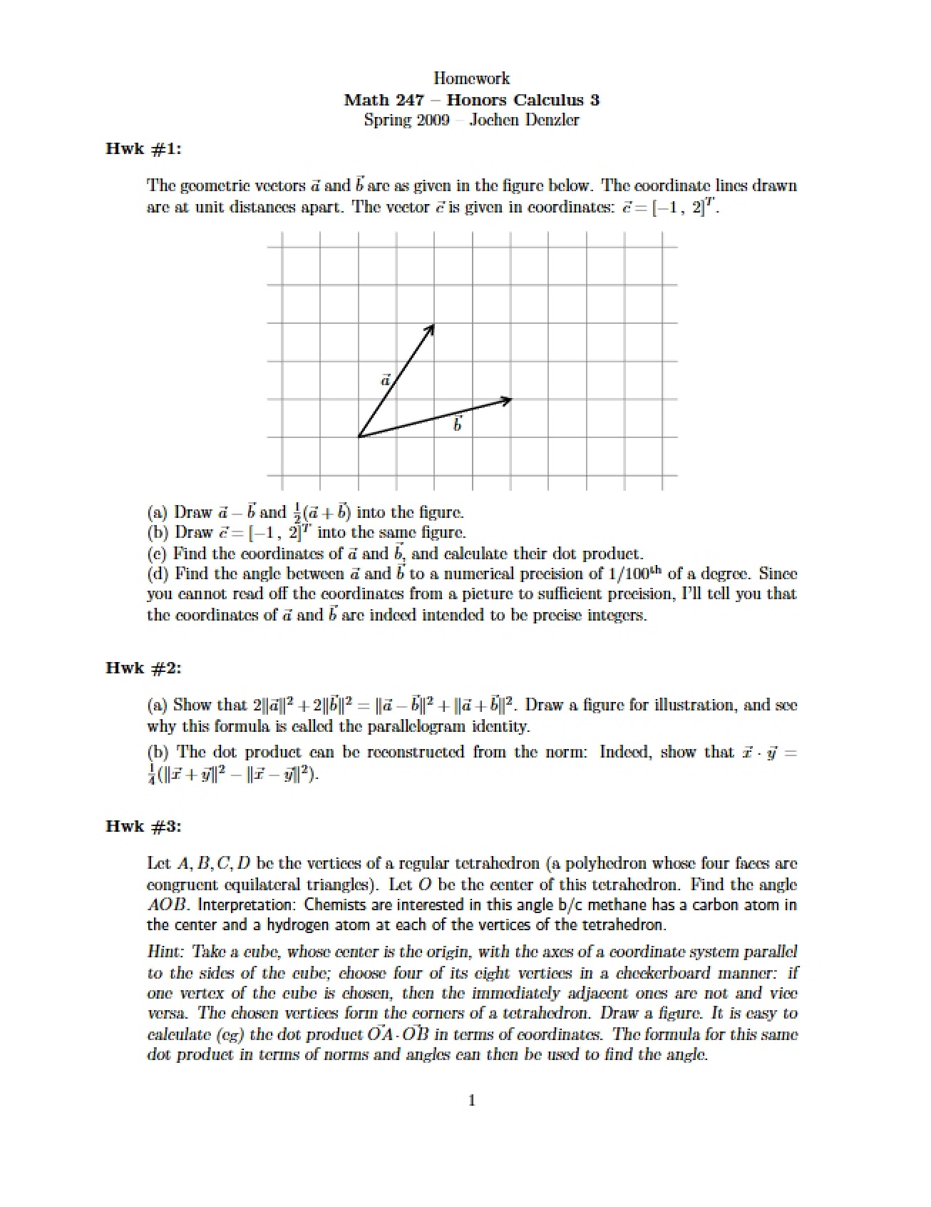 First Homework for Math 247