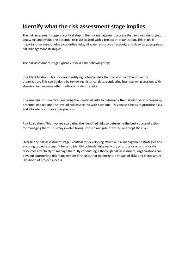 Risk Assessment in Effective Risk Management