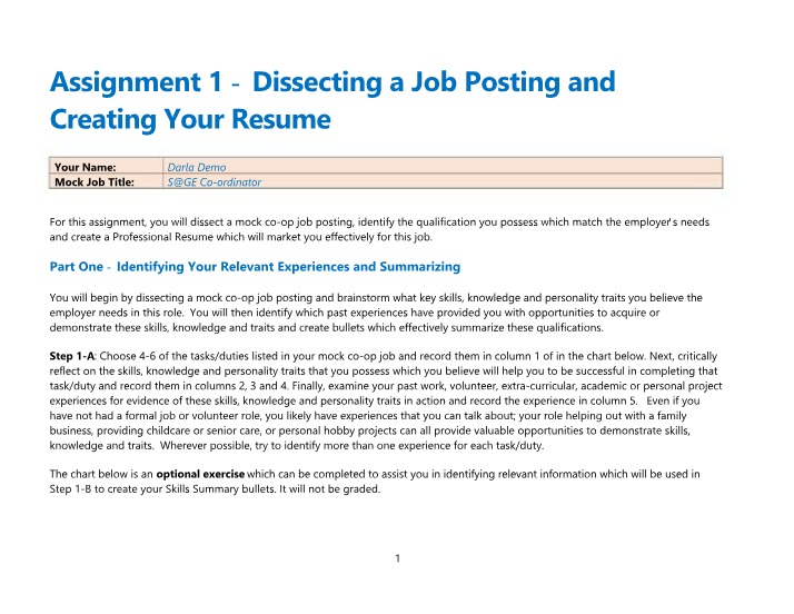 Creating an Effective Resume - Dissecting a Job Posting