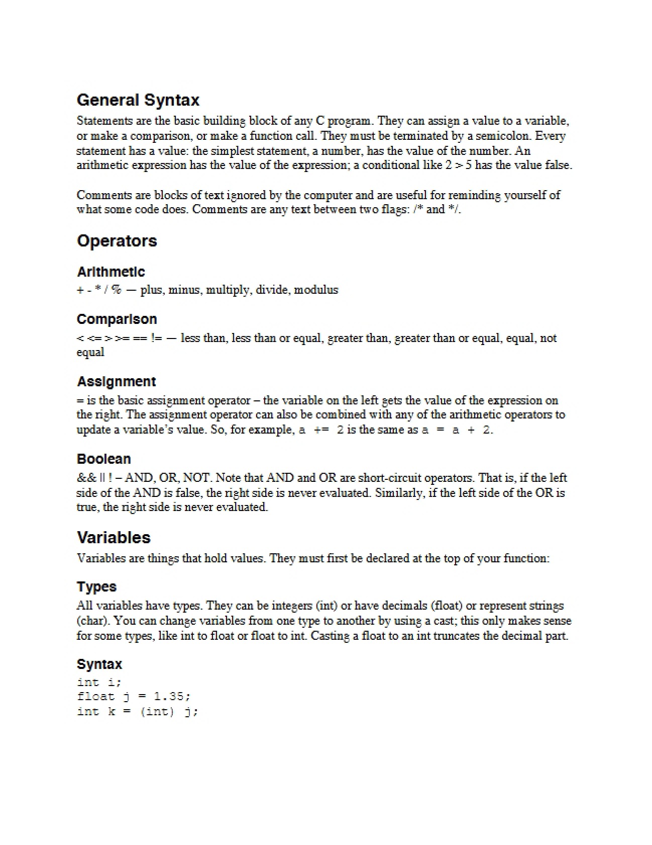 Syntax: General