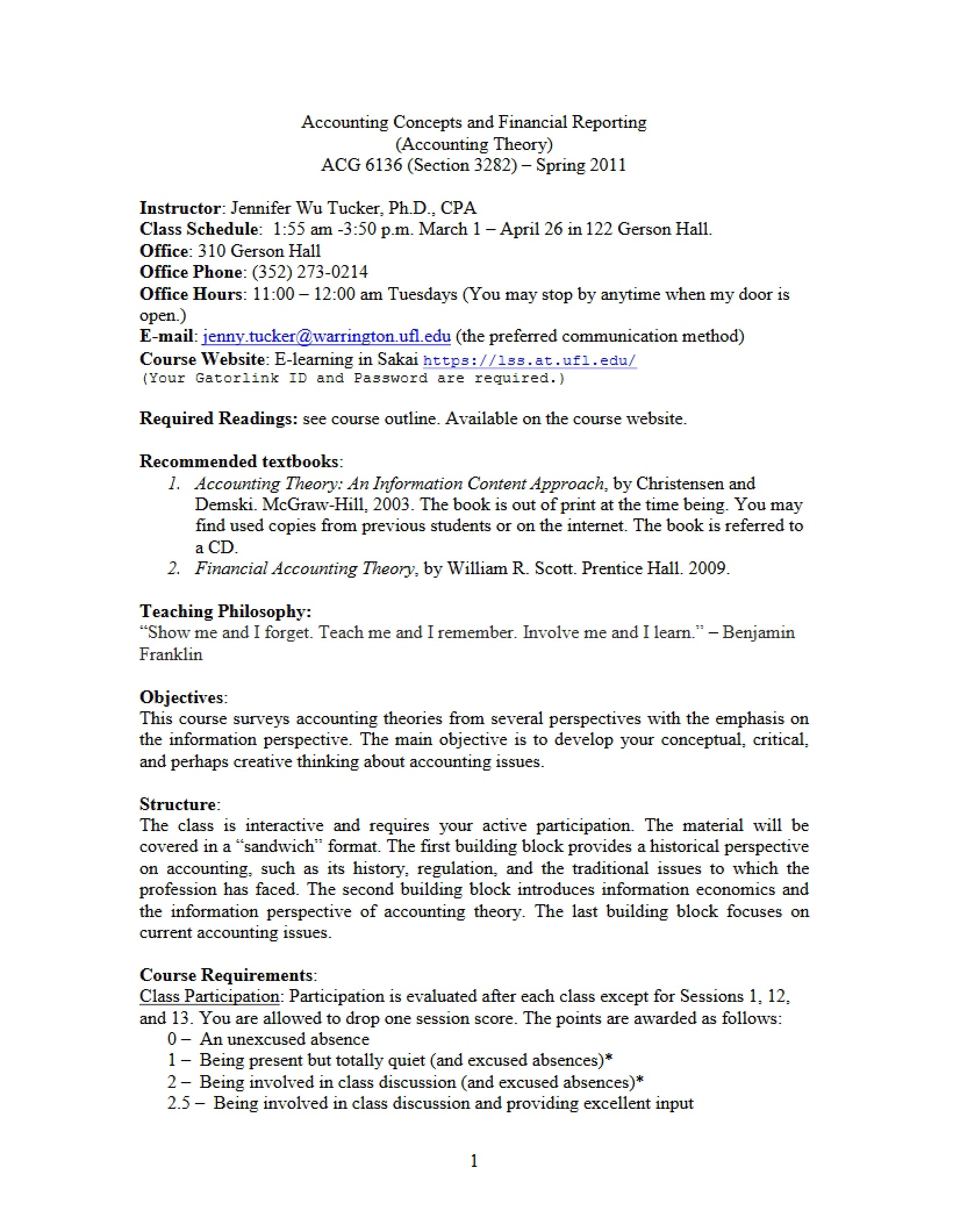 Financial Reporting Concepts Syllabus