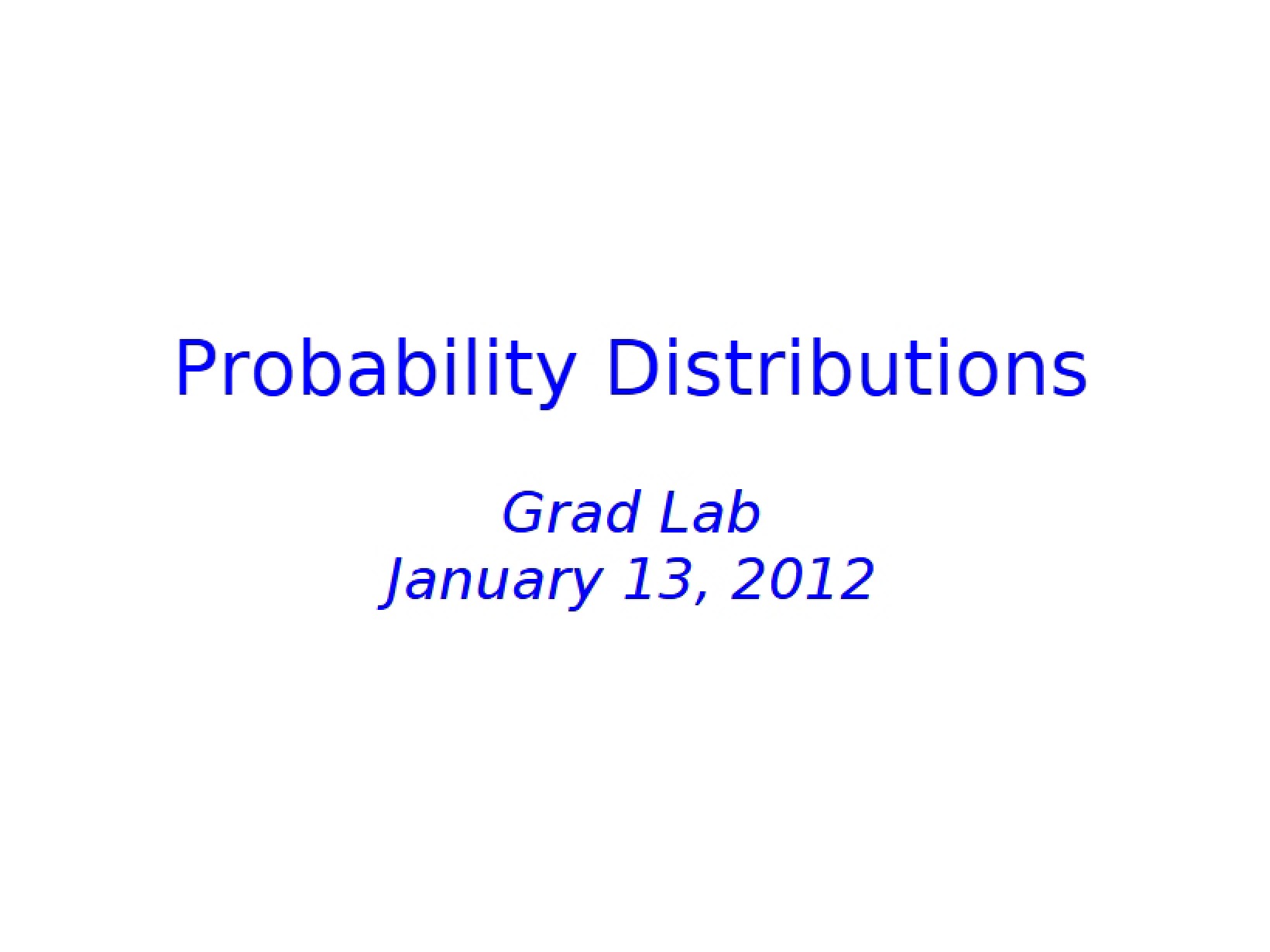 Distributions of Probability