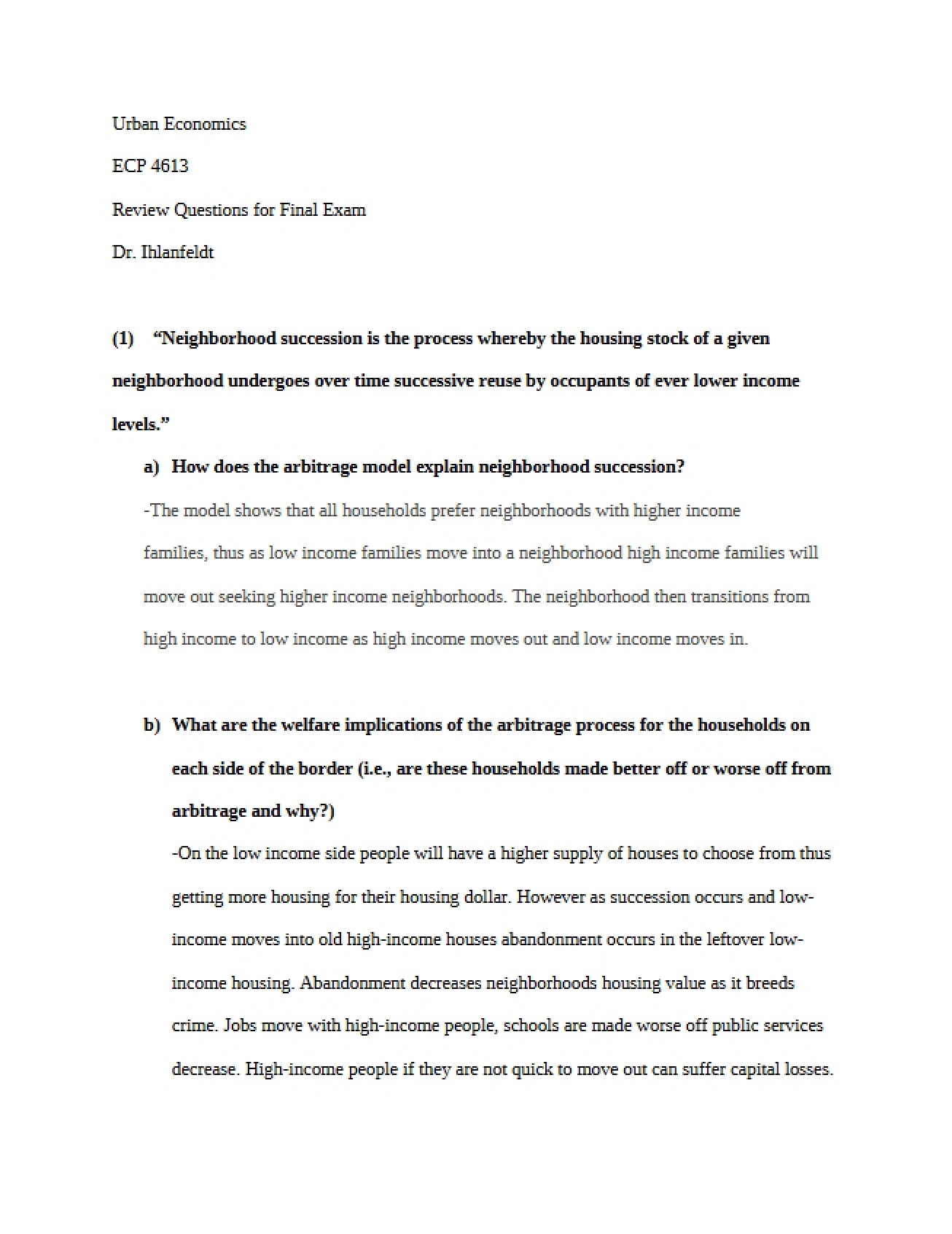 Final Exam Question Review Sheet