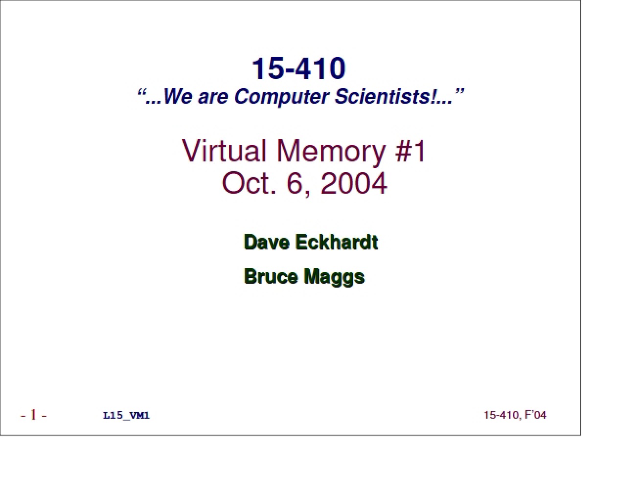OS Design Lecture Twenty-Five