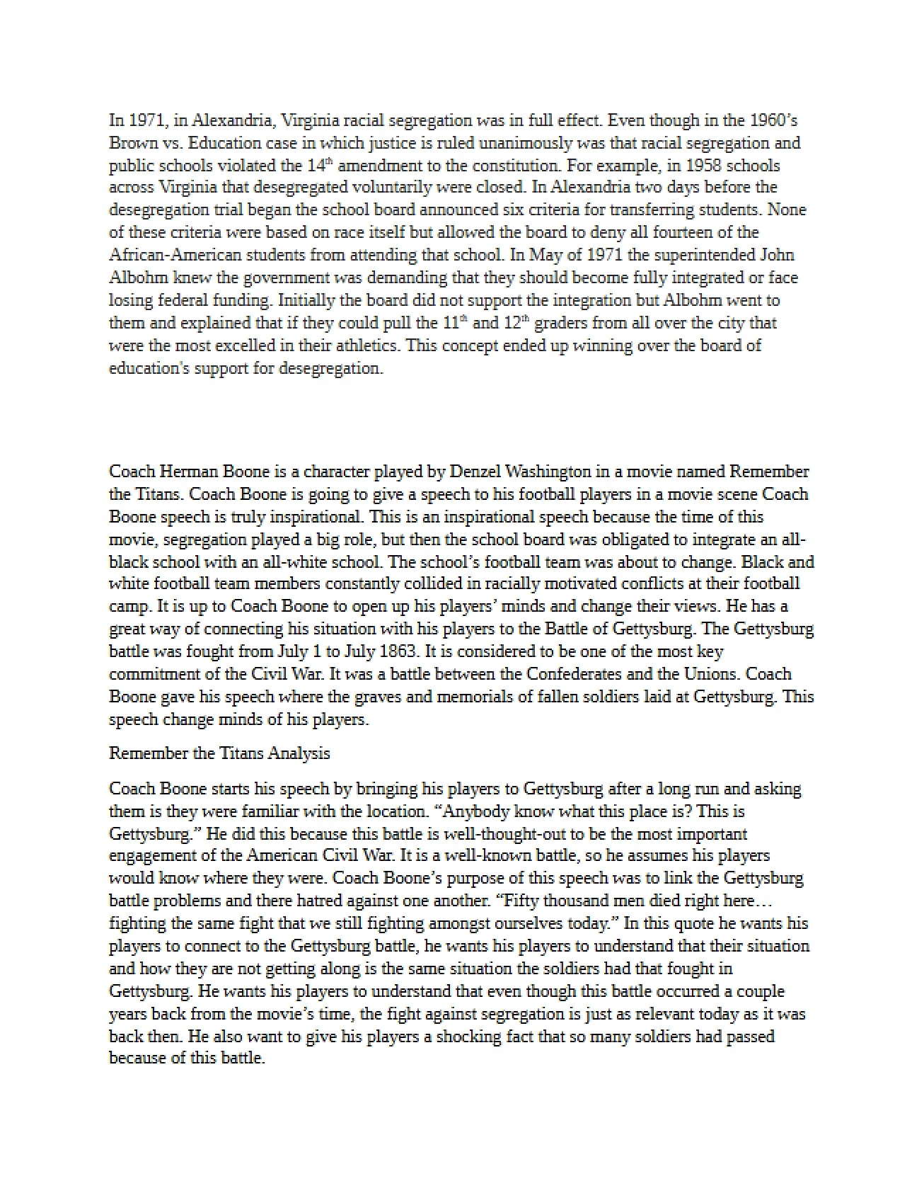 Analysis of Coach Boone