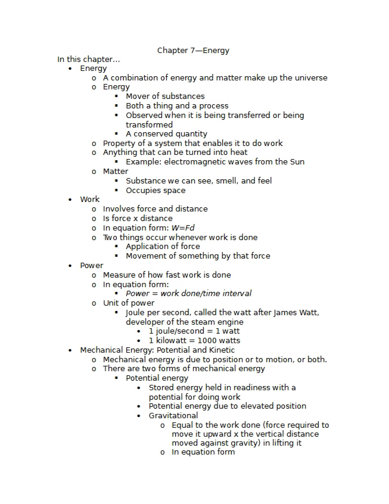 Chapter Seven Notes