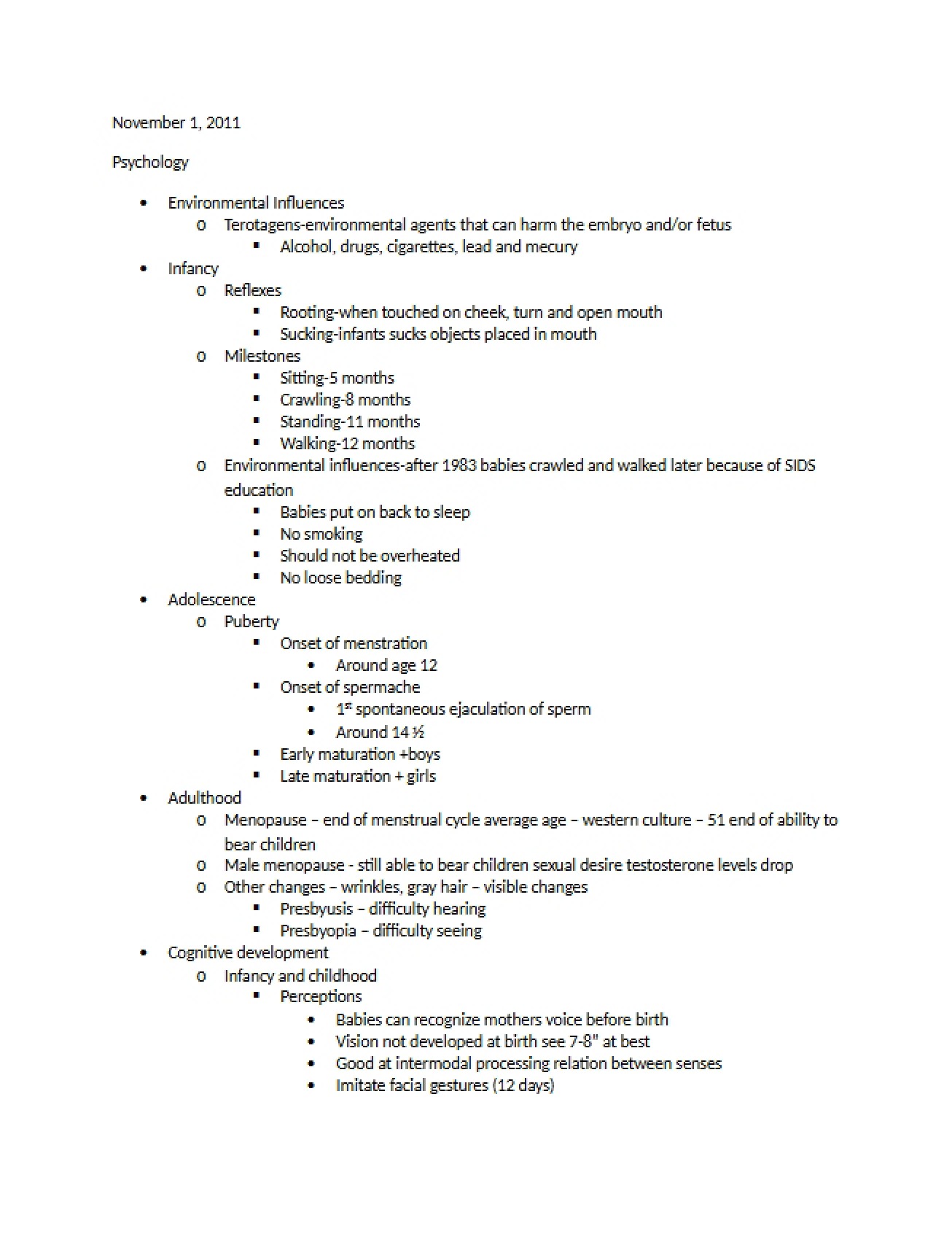 Notes from November 1st