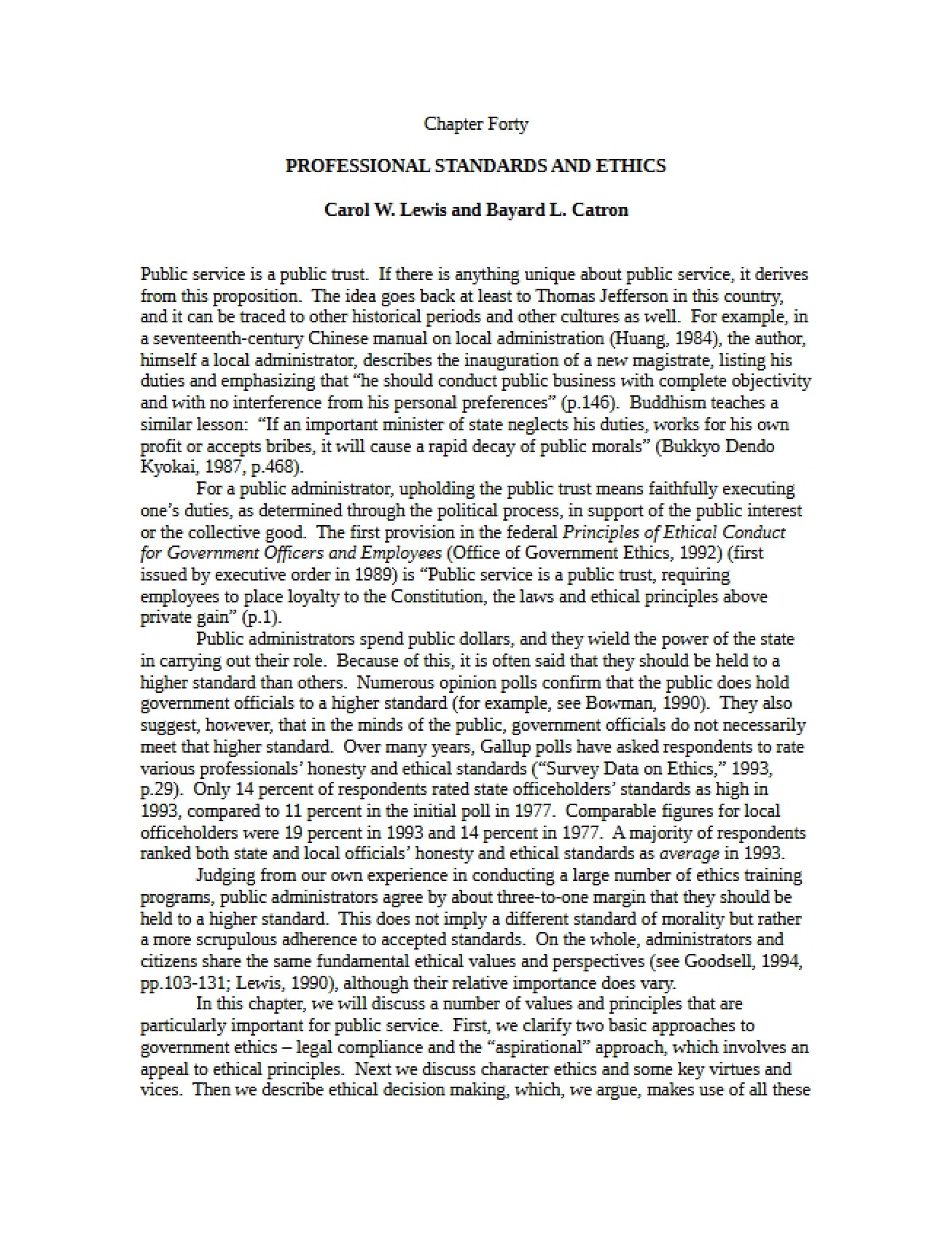 Ethics and Standards in the Profession