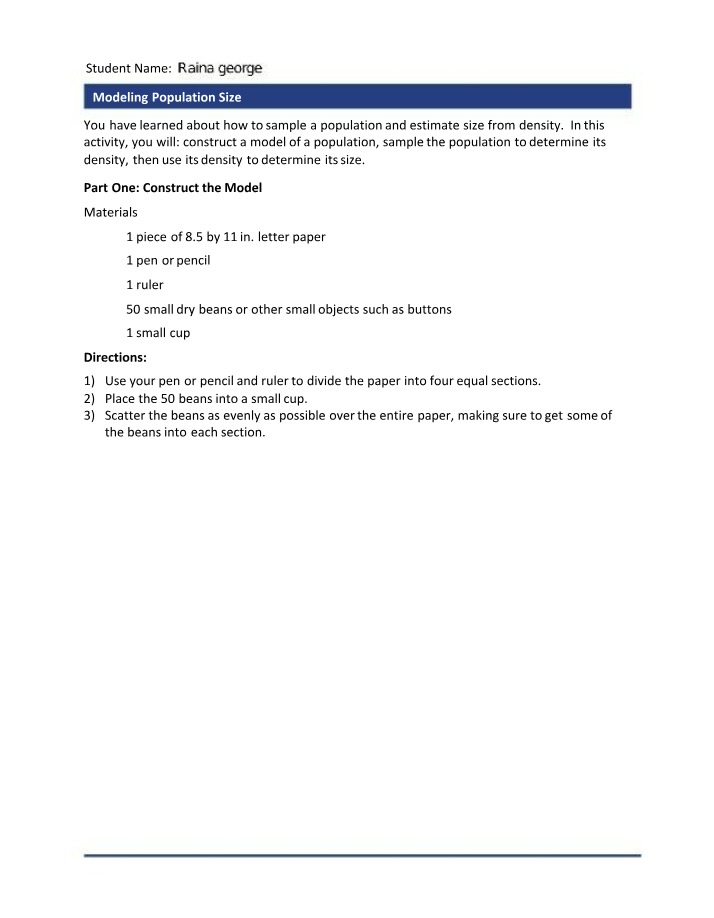 Estimating Population Size - A Hands-On Modeling Activity