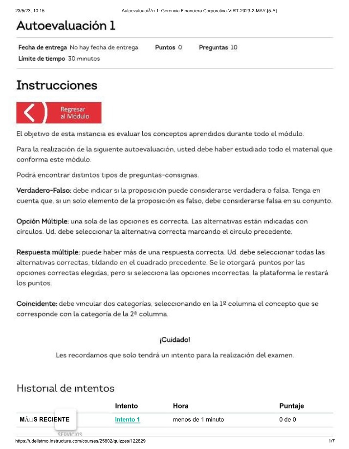 Gerencia Financiera Corporativa - Autoevaluación 1