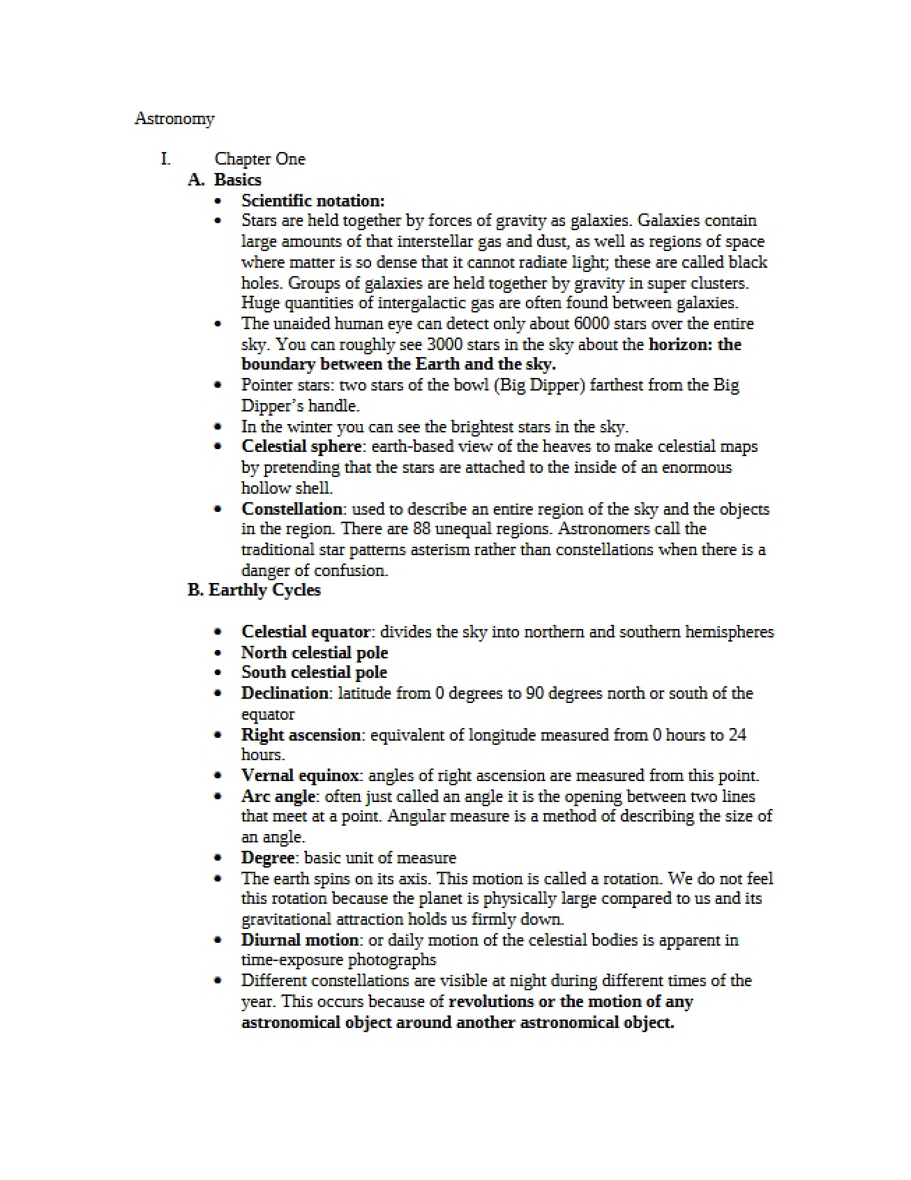 General Physics I Astronomy Module