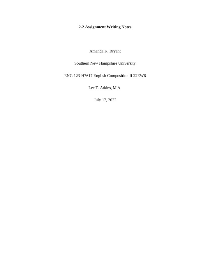 Writing Notes - 2-2 Assignment