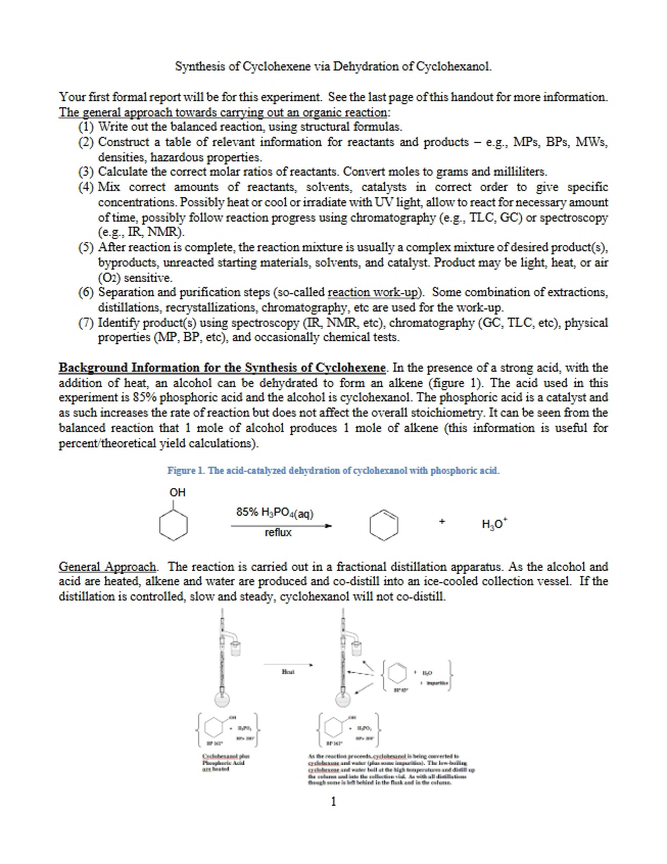 Procedure for Synthesizing Cyclohexene