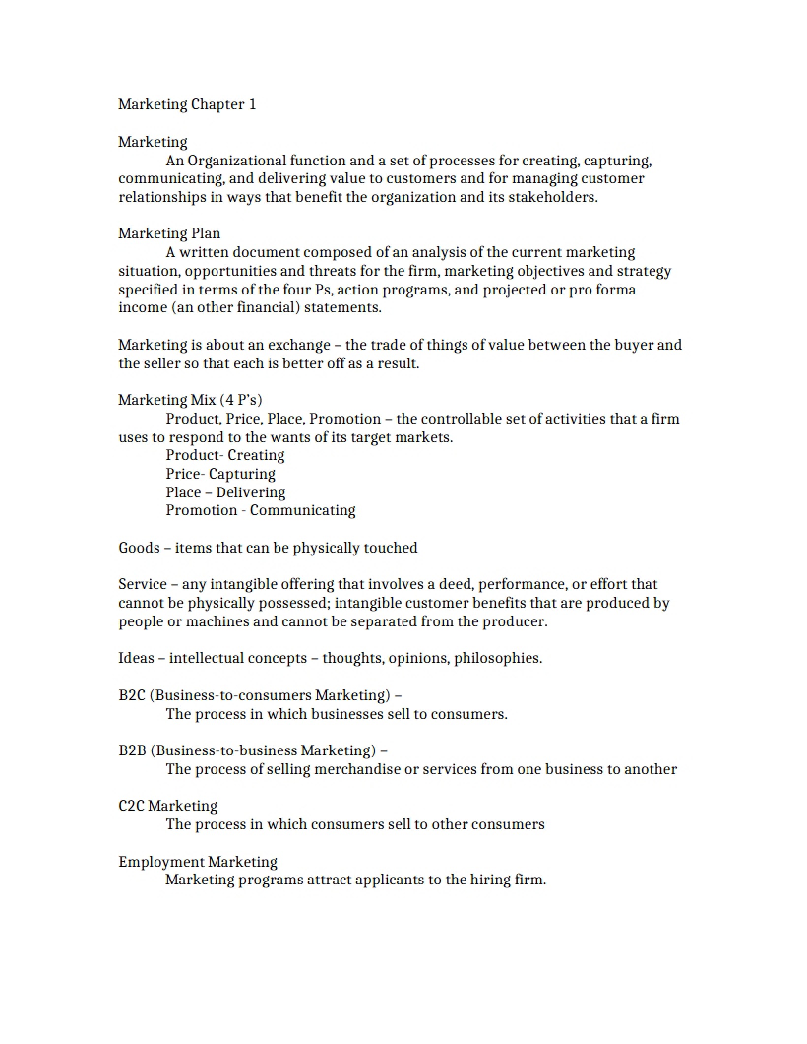 Chapter One Marketing