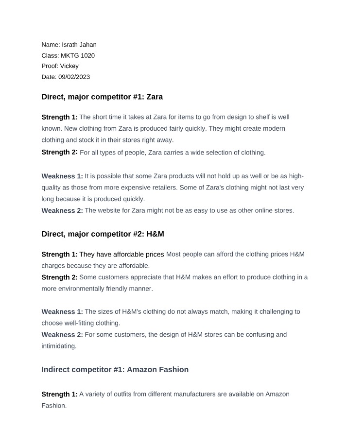 Zara, H&M, and Amazon Fashion Competitor Analysis