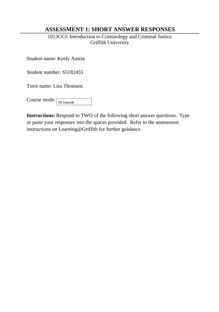 Short Answer Template for 1013CCJ Assessment 1