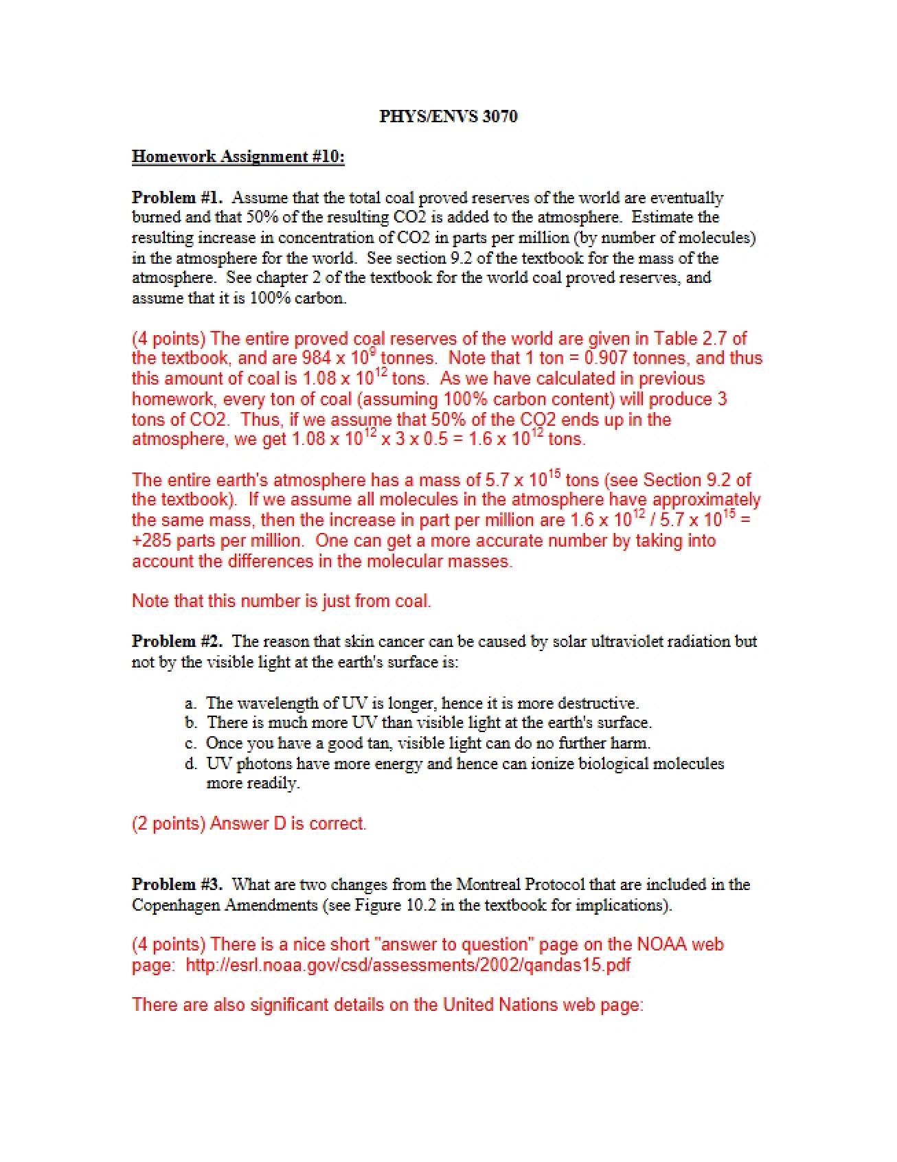 Tenth Homework with Solutions
