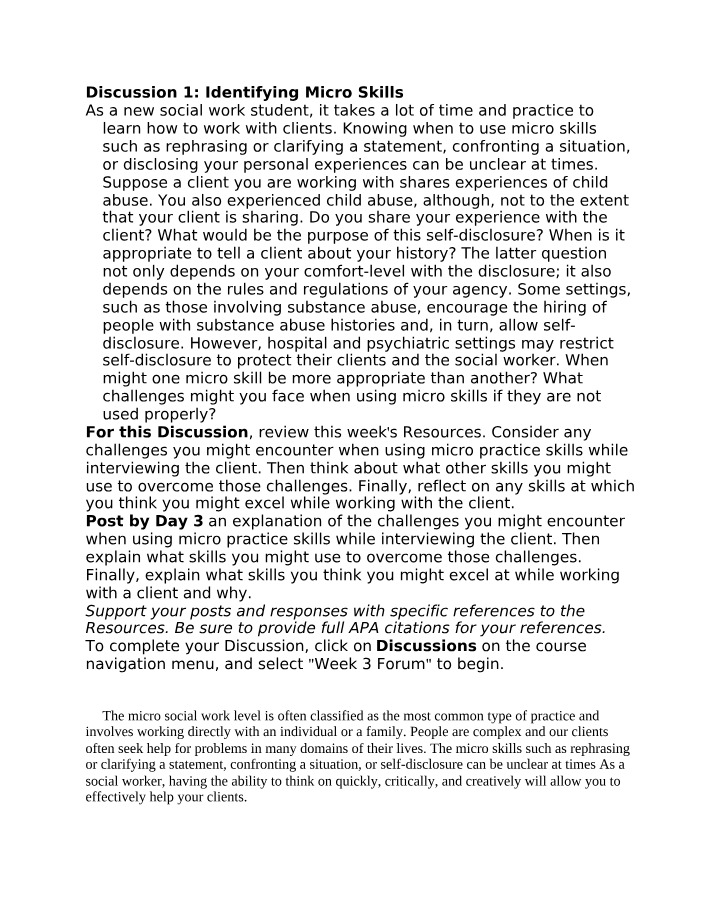 Identifying Micro Skills - Discussion 1