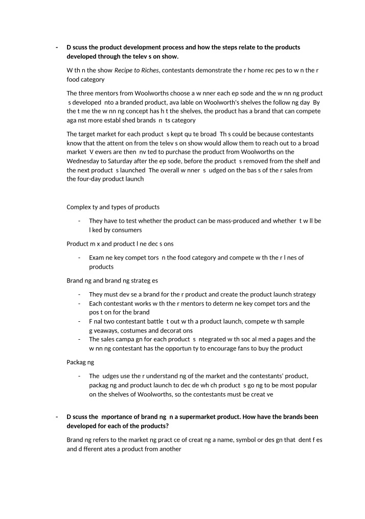 Product Development Process and Branding Strategies