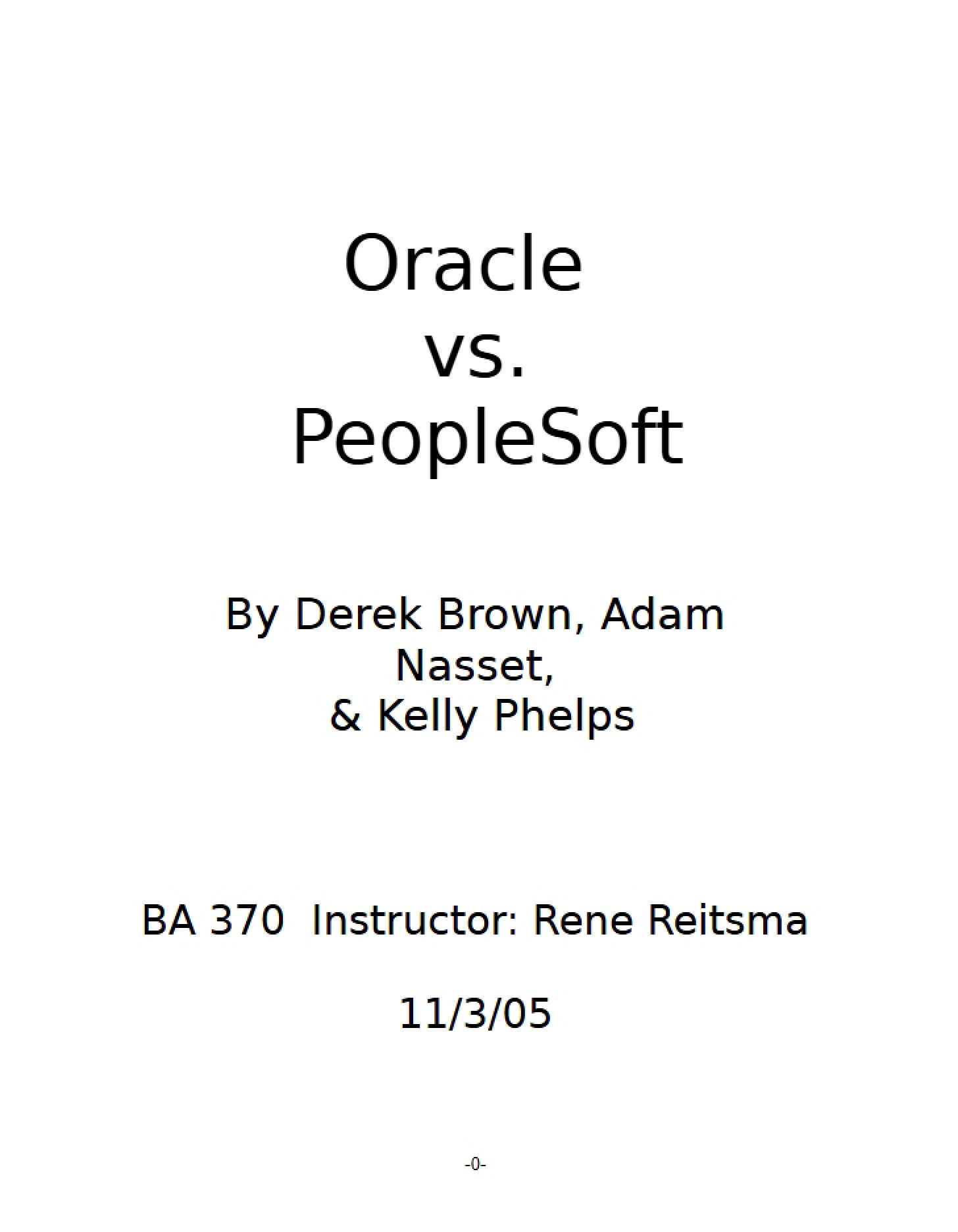 PeopleSoft vs. Oracle