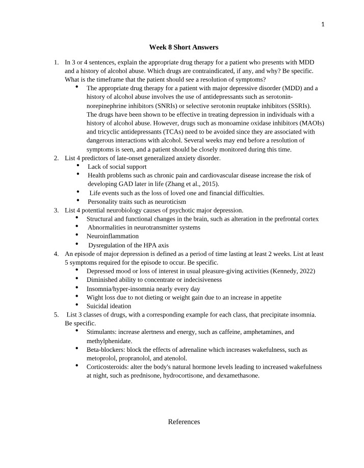 Short Answers for Week 8