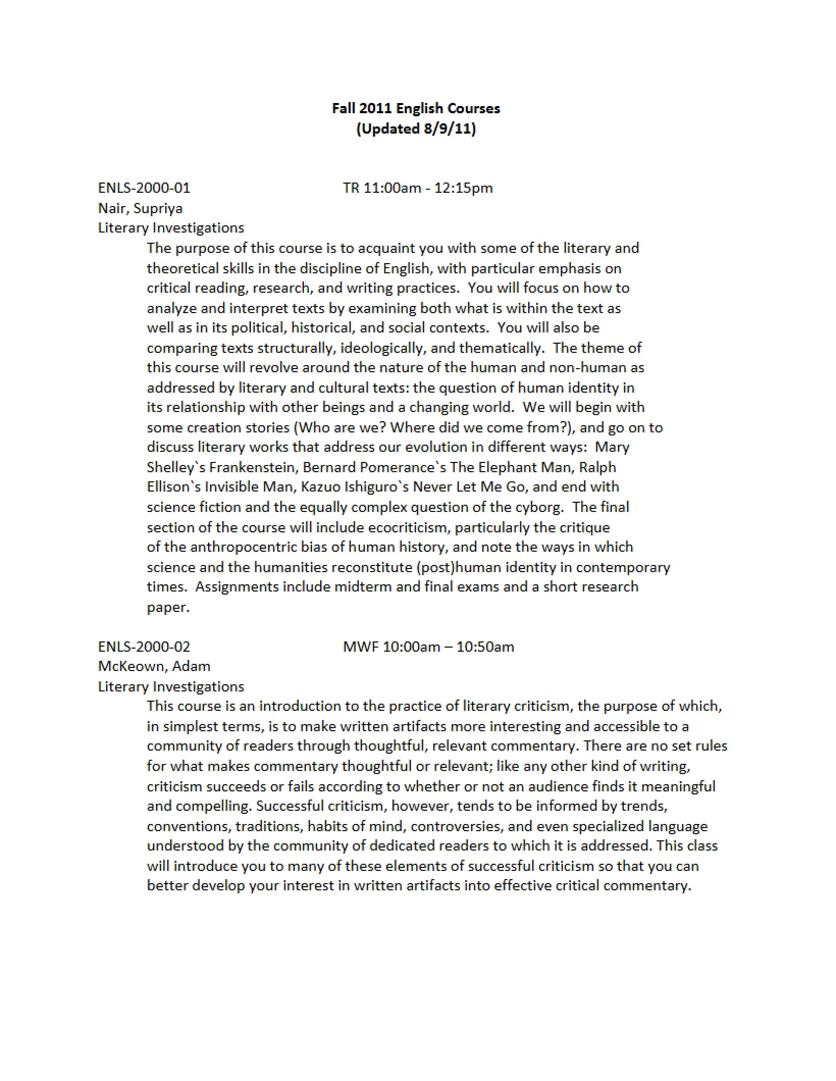 Investigations in Literature