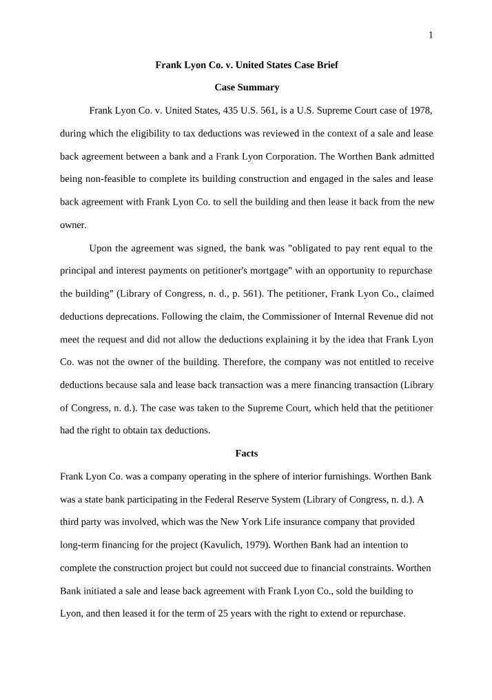 Legal Case Brief Report