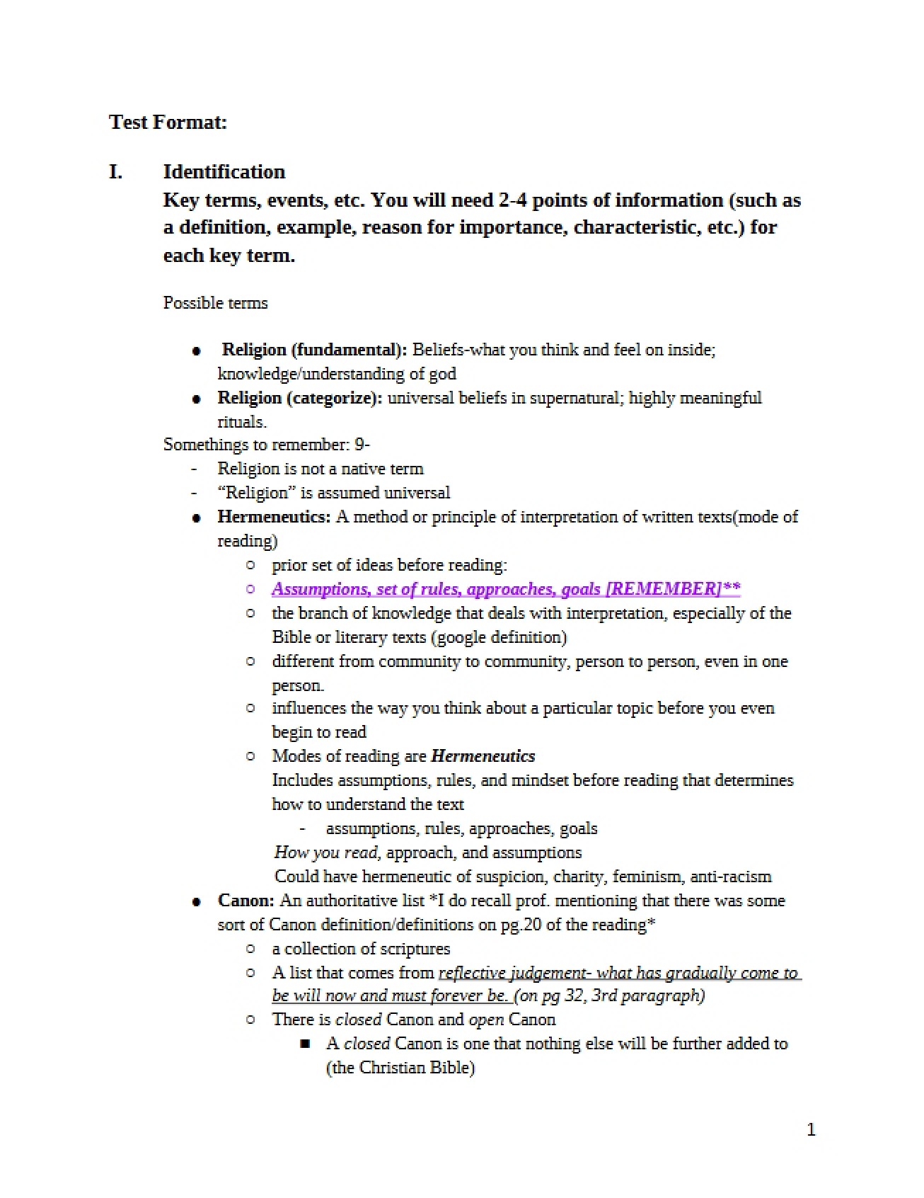 Study Guide for REL-R 152